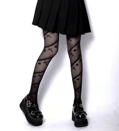 AlielNosirrah- 'Saints' Heart & Cross Holiday Alt Tights Goth Tights, Style Alt, Goth Kawaii, Cute Streetwear, Kawaii Goth, Pre Black Friday, Stockings Legs, Fishnet Tights, Cross Patterns