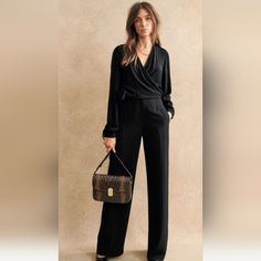 Beautiful Trouser Jumpsuit. Lightweight. New With Tag. Elegant Long Sleeve Jumpsuits And Rompers For Evening, Chic Formal Jumpsuits And Rompers For Fall, Elegant Jumpsuits And Rompers For Evening In Fall, Chic Formal Pantsuit, Elegant Evening Jumpsuits And Rompers For Fall, Sleek V-neck Jumpsuits And Rompers For Work, Chic Long Sleeve Pantsuit For Work, Elegant Jumpsuits And Rompers For Fall Date Night, Elegant Fall Jumpsuits And Rompers For Date Night