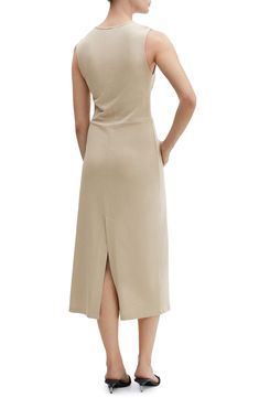 A center knot softly structures an endlessly wearable dress crafted in cool cotton. Jewel neck Sleeveless 100% cotton Machine wash, line dry Imported Midi Design, Light Grey Dress, Pastel Grey, Dress Crafts, Cotton Midi Dress, Office Wear, Wide Straps, Nordstrom Dresses, Cotton Dress