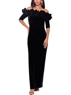 Find XSCAPE Velvet Long Evening Dress on Editorialist. Manufacturer - Xscape Retail - $279.00 Style Type - Evening Dress Collection - Xscape Sleeve Length - Closure - Back Zip Material - 90% Polyester/10% Spandex Fabric Type - Velvet Specialty - Ruffled P2781951The item for sale is pictured above and described on this page. The photo may include additional clothing or props that are for display purpose only and will not be included. Please be sure to read the description carefully. Evening Dress Collection, Long Evening Dress, Black Evening Dresses, Women Men Shoes, Trending Today, Evening Dresses Long, Spandex Fabric, Dress Collection, Evening Dress