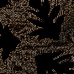 an abstract black and gold background with small dots in the shape of leaves on it