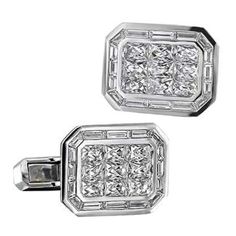 Jacob & Co. Diamond Cufflinks with French Cut Diamond  Image 1 Luxury Rectangular Cufflinks With Polished Finish, Classic Diamond Cufflinks With Polished Finish, Classic Diamond Cufflinks For Anniversary, Elegant Diamond Cufflinks, Formal Diamond Cufflinks With Polished Finish, Luxury Diamond Cufflinks With Polished Finish, Luxury Silver Diamond Cufflinks, Diamond Cufflinks With Polished Finish For Formal Events, Luxury White Gold Cufflinks For Wedding