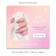 Nail Banner Design, Nail Social Media Posts, Nail Banner, Salon Social Media Posts, Nail Salon Instagram, Spa Ads, Template Pastel, Colors Gradient, Content Inspiration