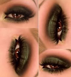 Forest Green Smokey Eyes Mary Kay Eyeliner, Trendy Eyeshadow, Nails Green, Eye Makeup Steps, Makijaż Smokey Eye, Green Eyeshadow, Makeup Obsession, Makeup Pictures