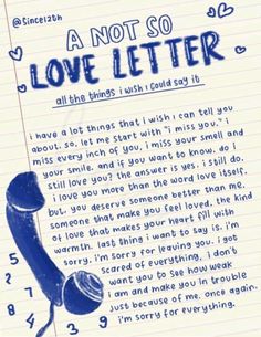 a note with the words love letter written in blue ink on top of it and an old