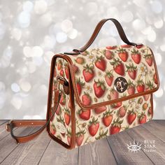 "Bring a touch of style into your every day with our gorgeous Tan Strawberries Handbag!  This stunning cross-body bag features a beautiful strawberries design and is perfect for all of your daily essentials. Crafted from top-quality materials, this handbag is both practical and stylish. With its spacious interior and comfortable shoulder strap, it's the perfect accessory for any occasion. Whether you're heading out to work or running errands, this Sunflower Purse is sure to turn heads. So why wait? Treat yourself or a loved one to this stunning Tan Strawberries Women's Accessory today and add a little sunshine to your life! ♥ See our other strawberry items here: https://www.etsy.com/shop/BlueStarTrader?search_query=strawberries ► ABOUT THIS PURSE Main Design Colors: Tan, Red Trim Color: Br Trendy Cheap Bags With Strawberry Print, Cute Red Shoulder Bag With Adjustable Strap, Cute Red Rectangular Satchel, Red Bag With Strawberry Print As Gift, Rectangular Bag With Strawberry Print As Gift, Rectangular Bags With Strawberry Print For Gifts, Rectangular Bags With Strawberry Print As Gift, Rectangular Strawberry Print Bag As A Gift, Rectangular Strawberry Print Bag For Gifts