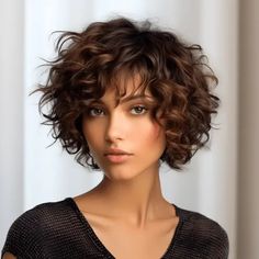 80 Cute Short Curly Haircuts & Hairstyles Trending Right Now Short Curly Bobs For Fine Hair, Curly Chin Length Hair With Bangs, Layered Short Curly Hair With Bangs, Short Curly Layers Haircut, Short Curly Hairstyles For White Women, Curly Hair Square Face Haircuts, Short Curly Bob Hairstyles With Bangs, Naturally Curly Bob With Bangs, Short Hairstyle Curly Women