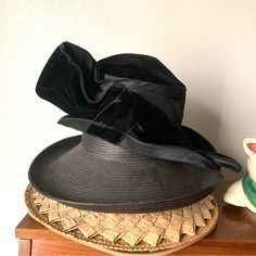 Early 1900s Marchelle Hats Velvet And Silk Bow Hat In Overall Great Preowned Condition For Its Age A Little Thinning Of The Velvet In A Couple Small Areas Very Light Dirt On The Inner Reasonable Offers Welcome Elegant Black Hat For Costume, Elegant Black Costume Hat, Elegant Black Top Hat For Costume, Elegant Black Costume Top Hat, Vintage Black Costume Hat With Curved Brim, Victorian Evening Hats For Kentucky Derby, Elegant Top Hat With Short Brim For Costume, Elegant Costume Top Hat With Short Brim, Elegant Short Brim Top Hat For Costume