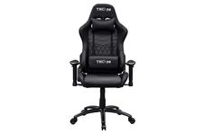 a black gaming chair sitting on top of a white background with the words tec - n