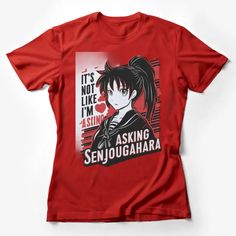 Anime Inspired Graphic Tee, Bold Red and Black Manga Art, Casual Streetwear for Anime Fans Female T-Shirt Custom graphic T-Shirt.Customize your color Red Cotton T-shirt For Fan Conventions, Red Anime T-shirt For Fans, Red Anime Graphic T-shirt, Red Graphic Print T-shirt For Fan Conventions, Red Crew Neck Top For Cosplay, Anime Graphic Tops For Fan Conventions, Anime Graphic Design Tops For Fan Conventions, Red Cotton Top With Anime Print, Black Anime Style Top With Screen Print