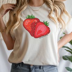 Strawberry Shirt, Botanical Shirt, Cute Strawberry Tshirt, Cottagecore Clothing, Strawberry Birthday Shirt, Strawberry Festival Shirt Gift Cottagecore Shirt With Graphic Print And Relaxed Fit, Cottagecore Style Shirt With Graphic Print, Cottagecore Relaxed Fit Shirt With Graphic Print, Cottagecore Relaxed Fit Graphic Print Shirt, Cotton Tops With Plant Print, Cotton Tops With Plants Print For Gift, Cotton Tops With Plant Print As Gift, Cotton Tops With Plant Print For Gifts, Spring Funny Print Shirt As Gift