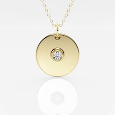 Featuring our Defining Diamond Medal, give your jewelry collection the Midas touch with this beautiful 14K gold round pendant. Embellished with a central lab grown diamond, this gold pendant will add the perfect amount of lustre to your look. Simple yet striking, this round gold pendant can be styled on its own or layered with daintier styles. Minimal Pendant, Midas Touch, Solitaire Necklace, Fashion Pendant, Pearl And Diamond Earrings, Solitaire Necklaces, Men Jewelry, Big Bow, Branding Photoshoot