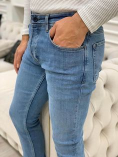 Winter Blue Pants With Five Pockets, Blue Slim Fit Jeans For Fall, Fitted Blue Jeans For Winter, Slim Fit Blue Bottoms For Fall, Blue Slim Fit Bottoms For Fall, Classic Blue Winter Bottoms, Blue Jeans For Winter, Casual Blue Elastane Jeans, Slim Fit Pants Men