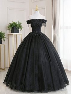 Black Princess Ball Gown Off Shoulder Long Sweet 16 Dresses,GD316 on Storenvy Long Sweet 16 Dresses, Lace Long Prom Dress, Prom Dress Black, Black Ball Gown, Lace Ball Gowns, Lace Bridesmaids, Princess Ball Gowns, فستان سهرة, Gown Prom