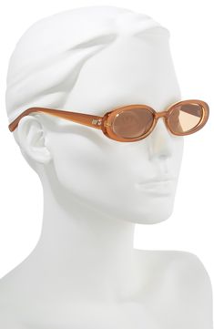 Sleek oval frames accentuate the allure of '90s-inspired sunglasses fitted with full-coverage, scratch-resistant lenses. 51mm lens width; 17mm bridge width; 140mm temple length 100% UV protection Ecozen T110 plastic Imported Retro Oval Brown Sunglasses, Retro Brown Oval Sunglasses, Le Specs Outta Love, Le Specs, Oval Sunglasses, 90s Inspired, Oval Frame, Fabric Gift Bags, Nordstrom Store