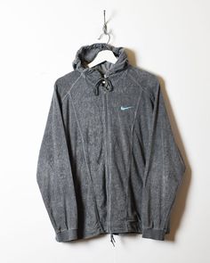 Grey Nike Velour Zip-Through Hoodie - Large Women's Nike Velour, 90s Colors, Vintage Clothing Online, Grey Nikes, Uk Fashion, Label Sizes, Vintage Nike, Vintage 90s, Gray Color