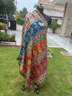 multicolored Pakistani embroidered Dupatta and has original Mirror work on it. Size :- Length:-2.45 meters  Width:-1 meters. Material:- Silk. Hand wash . Mirror Dupatta, Mirror Work Fabric, Embroidered Dupatta, Mirror Work, Diwali, Scarf Wrap, Desi, Scarf Accessory, Hand Wash