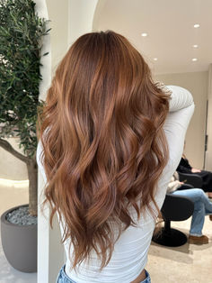 Balayage cuivré roux by Thomas Tuccinardi. Light Brown To Auburn Balayage, Natural Red Hair With Brown Lowlights, Lowlights On Red Hair, Soft Copper Balayage, Feyre Hair, Red Lowlights In Light Brown Hair, Cowboy Copper Hair Balayage, Brunette Hair Red Undertone, Ombre Hair Roux