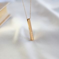 This personalized vertical bar necklace makes a beautiful and thoughtful gift for girlfriends, friends, wives, and mothers. Handmade to order from high-quality, non-tarnish, and waterproof stainless steel, this necklace is designed to be a treasured keepsake for years to come.  Personalize it by engraving names, dates, or coordinates to make it uniquely yours. D E T A I L S ✦ Material: High-quality non-tarnish, waterproof stainless steel in silver or gold color ✦ Closure: Lobster claw ✦ Adjustab Minimalist Rectangular Name Necklace As Gift, Minimalist Rectangular Name Necklace For Gifts, Minimalist Rectangular Pendant Name Necklace As Gift, Minimalist Rectangular Pendant Name Necklace For Gifts, Personalized Bar Necklace As Gift, Personalized Rose Gold Bar Necklace As Gift, Minimalist Bar Necklace For Mother's Day Personalized Gift, Elegant Customizable Bar Necklace For Gifts, Gift Rectangular Bar Necklace