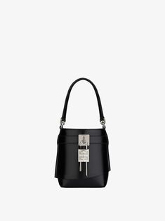 Micro Shark Lock bucket bag in Box leather | Givenchy US | Givenchy Givenchy Shark, Givenchy Bag, Black Gift, Personal Shopper, Product Label, Leather Band, Luxury Handbags, Leather Handle, Chain Strap