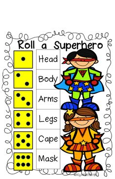 roll a superhero board game with two kids on it and the words roll a superhero