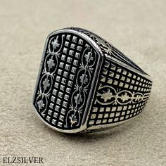 Handmade 925k silver men ring. Make your father, boyfriend, brother and grandfather happy with silver ring designs that reflect medieval and Ottoman era style. Make them feel valuable with such silver rings made of pure silver for birth days and special occasions. Attract attention of people around you with precious stones on silver. Item weight: 12.5 gr Silver * Thank you for looking at my shop. * Also, you may prefer to make yourself feel special. * If you have any questions please send me an Silver Etched Signet Ring As Gift, Silver Etched Signet Ring For Gift, Etched Silver Signet Ring For Gift, Sterling Silver Rings With Engraving Option, Rectangular Silver Engraved Ring Stamped 925, Silver Rings For Father's Day, Silver Signet Ring For Father's Day Anniversary, Classic Silver Etched Signet Ring, Classic Etched Silver Signet Ring