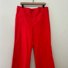 J Crew Wide Leg Pocket Pant Red Size 33 Msrp $98 Perfect Nwt Condition, However The Bottom Looks Like They Were Tried On? Price Reflected Pocket Pants, J Crew Factory, Pant Jumpsuit, J Crew, Wide Leg, Pants For Women, Pants, Red, Women Shopping