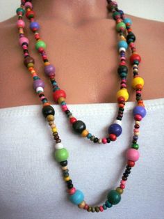 rainbow necklace, Wooden Beaded Necklace, neck wrap Gift for woman, colorful beaded necklace, girls Necklace Wooden Beads, Wooden Beads Jewelry, Wooden Bead Jewelry, Beaded Rainbow, Artsy Jewelry, Crochet Earrings Pattern, Wooden Bead Necklaces, Wrap Gift, Colorful Necklace