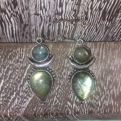 925 Silver Overlay, Drop Style Earrings, Double Labradorite Stones, Brand New Earrings Double, Labradorite Stone, Style Earrings, Earrings Color, Stone Earrings, Blue And Silver, Labradorite, 925 Silver, Color Blue