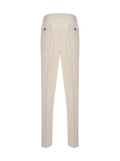 Cotton dyed pants by brunello cucinelli, front button and zipper closure, two side slash pockets, two welt pockets with flap at back, waistband loops. Composition: 100% % Cotton Classic Tapered Leg Dress Pants With Side Pockets, Formal Tapered Leg Bottoms With Patch Pockets, Formal Straight Leg Bottoms With Patch Pockets, Elegant Fitted Pants With Patch Pockets, Elegant High-waisted Pants With Patch Pockets, Classic Tailored Pants With Side Pockets, Classic Dress Pants With Straight Hem And Side Pockets, Classic Dress Pants With Side Pockets And Straight Hem, Elegant Trousers With Patch Pockets