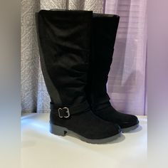 Women’s Knee High Boots Material: Textile/Manmade Fabric Type: Microsuede Size: 6 Color: Black Casual Black Suede Mid-calf Boots, Black Suede Mid-calf Casual Boots, Chestnut Suede Boots, White Mountain Boots, Black Knee-high Boots With High Heel And Medium Width, Black Wide Calf Knee-high Synthetic Boots, Black Dress Boots, Wide Calf Knee High Boots, Black Knee-high Boots With Leather Lining, Medium Width