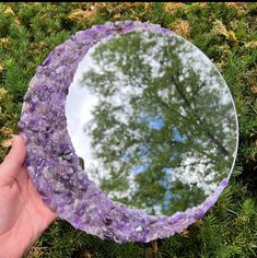 Amethyst Mirror, The 3rd Eye, Mirror Crystal, Handmade Wood Furniture, 3rd Eye Chakra, Crystal Mirror, Selenite Stone, Moon Mirror, Crystal Shelves