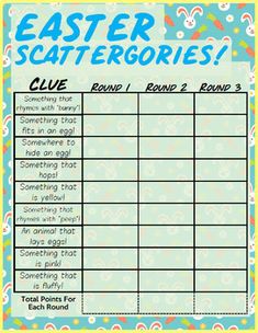 a printable easter scatterer game with the words'easter scatterers '