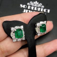 "BRAND-NEW!! ONE OF A KIND, HANDCRAFTED EARRINGS. So Perfect Jewelry proudly presents!! Delicately handcrafted, EXQUISITE EMERALD EARRINGS! With two matching HUGE NATURAL Emeralds! TOP VIVID GREEN COLOR AND FULL TRANSPARENCY with few minor inclusions. Accented with SUBSTANTIAL MARQUISE AND BRILLIANT ROUND DIAMONDS OF SPARKLING quality. 100% GENUINE, natural diamonds, set in handcrafted 18K solid white gold earrings. Classy and simple, elegant and UNIQUE, with vivacious Green COLOR, and sparkling Luxury Diamond Earrings With Halo Setting, Emerald Cut Halo Setting Earrings For Wedding, Emerald Cut Halo Setting Wedding Earrings, Emerald Cut Earrings With Halo Setting For Anniversary, Emerald Cut Halo Setting Earrings For Anniversary, Gia Certified Luxury Diamond Earrings For Gift, Gia Certified Luxury Diamond Earrings Gift, Gia Certified Emerald Cut Earrings For Wedding, Platinum Gemstone Earrings For Anniversary