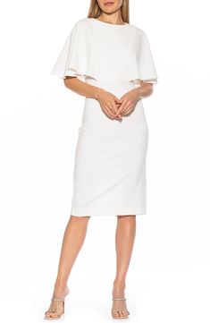 Alexia Admor Riley Flutter Sleeve Sheath Dress | Nordstromrack White Midi Dress With Ruffle Sleeves, Ruffle Sleeve Midi Dress For Formal Occasions, Elegant Midi Dress With Ruffles And Butterfly Sleeves, White Fitted Midi Dress With Flutter Sleeves, Formal Ruffle Sleeve Midi Dress, White Fitted Dress With Butterfly Sleeves, Formal Midi Dress With Ruffle Sleeves, Chic Fitted Midi Dress With Butterfly Sleeves, Flutter Sleeve Midi Dress For Formal Occasions