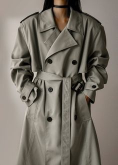 Eugene Trench Coat - Pale Khaki Coat The Frankie Shop Classic Spring Outerwear With Belt Loops, Sewing Curtains Valance, The Frankie Shop, Frankie Shop, Double Breasted Trench Coat, Fancy Video, Buckle Belt, Woven Cotton, Spring Summer Outfits