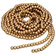 three stranded gold beads on a white background