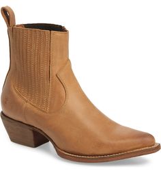 Frye Sacha Western Bootie (Women) | Nordstrom Classic Chelsea Boots With Sculpted Heel For Fall, Chelsea Boots With Heel Pull Tab For Fall, Western Chelsea Boots With Reinforced Heel In Calf Leather, Western Style Ankle-high Chelsea Boots With Leather Sole, Western Style Calf Leather Chelsea Boots For Fall, Western Style Chelsea Boots In Calf Leather For Fall, Calf Leather Chelsea Boots With Sculpted Heel For Fall, Fall Chelsea Boots With Square Toe And Leather Lining, Fall Chelsea Boots With Sculpted Heel In Calf Leather