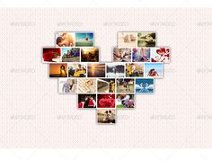 a heart shaped photo collage with many pictures