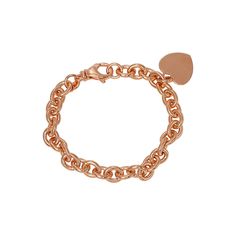 Oval links and a heart charm accent make this bracelet an enchanting gift.Click on this JEWELRY & WATCHES GUIDE to learn about fit, styles, materials and more!Bracelet Details:Length: 7.5 in.Clasp: lobster-clawMetal options: 14k gold over sterling silver, 14k rose gold over sterling silver Size: 7.5". Gender: female. Age Group: adult. Bracelet With Heart, Jordan Blue, Heart Charm Bracelet, Silver Heart, Link Bracelets, Heart Charm, Jewelry Watches, Gold Bracelet, Jewelry Bracelets