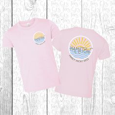 Soft t-shirts with our original beach themed design customized with YOUR name or wording of choice.  Shirts are unisex and fit true to size. This design is also available in adult sizes so the entire family can match! Other shirt colors are available, however not all color choices are available between toddler, youth and adult. Message me for particular requests. Pink T-shirt With Name Print For Summer, Summer Pink T-shirt With Name Print, Summer T-shirt With Name Print, Relaxed Fit, Summer T-shirt With Name Print In Relaxed Fit, Relaxed Fit Name Print T-shirt For Summer, Relaxed Fit T-shirt With Name Print For Summer, Relaxed Fit Shirt With Name Print For Summer, Relaxed Fit Summer Shirt With Name Print, Custom Print Short Sleeve Tops For Family Vacation