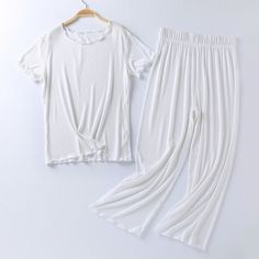 The Loose Set Original Pajamas Lounging Outfit, Body Condition, To Touch, Lazy Day, Ruffle Shorts, Ankle Length Pants, Summer Cotton, Stretchy Material, Modern Woman