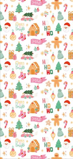 a christmas themed background with gingerbreads and presents