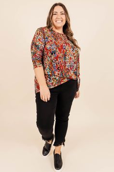 Everyone will love this trendy new top! This top has a fun floral print with a beautiful marsala color you can style for every occasion! It's comfortable for all day wear, has a figure-flattering fit, and features the cutest knotted hemline! Simply, pair this top with skinnies and booties for an effortlessly chic look! 95% Polyester, 5% Spandex Casual Tops With Vibrant Print For Fall, Red Tops With Vibrant Print For Fall, Floral Print Patterned Rayon Tops, Patterned Floral Print Rayon Tops, Floral Print Rayon Tops, Multicolor Floral Print Tops For Fall, Floral Print Rayon Tops For Fall, Fall Floral Print Multicolor Tops, Multicolor Rayon Tops For Fall