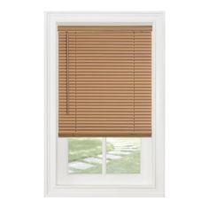 a wooden blind in front of a window