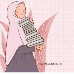 a woman in a hijab holding stacks of papers