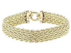 10k Yellow Gold 13mm Woven Link Bracelet with a hidden box clasp. Gold Round Bracelets With Box Clasp, Classic 14k Gold Jewelry With Box Clasp, Classic Yellow Gold Jewelry With Box Clasp, Classic Bangle With Box Clasp, Classic Bangle Jewelry With Box Clasp, 14k Gold Bracelet With Box Clasp, Classic Jewelry Bracelet With Box Clasp, Formal Yellow Gold Bracelets With Clasp, Classic Gold Bracelet With Clasp