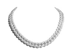 Pave Diamond Chain Necklace 19.61ct t.w. - HANIKEN JEWELERS NEW-YORK Luxury White Diamond Necklace With Complimentary Chain, Luxury Diamond Rope Chain Necklace, Luxury Diamond Rope Chain Necklaces, Luxury Link Chain Necklace With Diamond Accents, Luxury Diamond Necklace With Gold Chain, Elegant Diamond Necklace With Silver Chain, Elegant White Gold Iced Out Cuban Link Necklace, Iced Out Cuban Link Diamond Necklace In White Gold, Iced Out Diamond White Chain Link Necklace