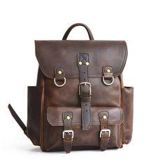 Backpack Vintage Brown Leather Backpack For Everyday Carry, Vintage Standard Backpack For Trips, Vintage Leather Backpack For Trips, Brown Everyday Carry Backpack With Adjustable Strap, Classic Backpack With Adjustable Strap For Everyday, Classic Backpack With Adjustable Strap For Trips, Leather Backpack For Adventure, Classic Backpack For Trips, Classic Backpack For Trip