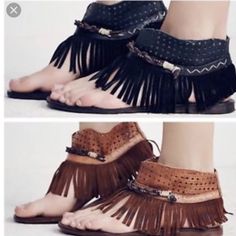 New Without Tags Size 36 Free People Journey Through Time Sandals Black Leather Open Toe Sandals With Tassels, Leather Tassel Sandals For Beach, Chic Open Toe Sandals For Festival, Leather Sandals With Tassels For Vacation, Chic Adjustable Sandals For Festival, Open Toe Sandals With Tassels, Chic Sandals For Spring Festival, Bohemian Black Sandals With Flat Heel, Trendy Flat Heel Festival Sandals